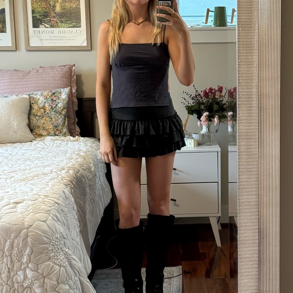 Urban Outfitters Heather Gray Ruffle Skirt